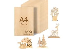 Leseed 10 Delar Basswood Plywood, Basswood Board 300x210x2mm, LäMplig för Handgjorda GöR-det-SjäLv, MåLning, Pyrografi, Laser