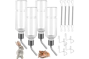 SUNOYA 4 Pezzi Beverino Coniglio, Abbeveratoio Conigli 350 ml, Borracce per Conigli Automatico, Beverino Criceto da Appendere Senza Gocciolamento per Roditori, Cavie, Criceti, Cincillà