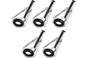 UXCELL sourcingmap 5pcs Rod Tip Repair Kit, Metal Fishing Rod Guides Eye Repair Kit Rod Tip Guide Rings Replacement for Freshwater Saltwater Rod (Silver Tone Black)