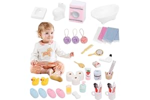 ALONK 38 Stück Wichtel Zubehör, Miniatur Wichtelzubehör Bade Set, Wichtelzubehör Badeutensilien für 1/12 Wichteltür Weihnachten Deko und Puppenhaus