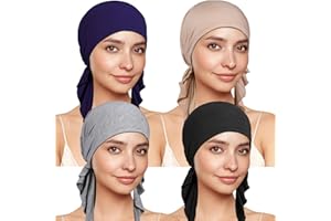 TSKNOMO 4 Pcs Chemo Headwear for Women, Pre-Tied Head Scarf Cancer Headwear for Hair Loss