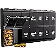 7 Day Extra Large Pill Organizer 2 Times a Day, Weekly Pill Box Twice a Day, XL AM PM Pill Case, Oversized Daily Medicine Organizer for Vitamin, Big Pill Container (Black)