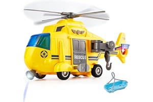 HERSITY Rescue Helicopter Toy with Light and Sound Push and Go Cars Educational Toys Gifts for Kids Boys Girls 3 4 5 6 Years Old (1:16)