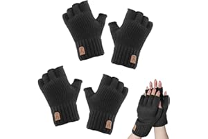 ZOCONE 2 Paia Guanti Senza Dita Donna Uomo, Ispessiti Guanti Invernali Guanti Mezze Dita Lavorati a Maglia Guanti Senza Dita per Lavorati Caldi Elasticizzati Invernale Guanti Dita a Caldo