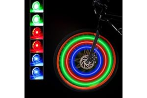 Mudder 12 Pièces Lumières de Roue de Vélo LED Lumières de Rayons de Vélo Étanches Lumières de Roue de Vélo Colorées 3 Couleurs Lumière de Rayons de Pneu de Vélo avec Piles pour Cyclisme de Sécurité