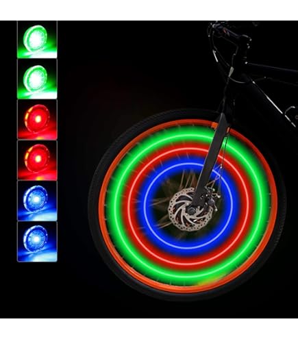Accessoires Velo Kit 2 Lumières LED Pour Roue - Rechargeable USB - 7 Couleurs 18 Modes - Étanche IPX - Enfants/adulte Feux De Roue