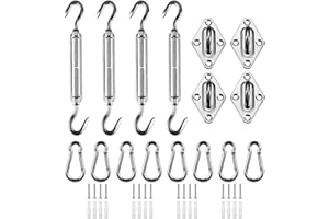 HOMPER M6 Kit di fissaggio per tenda da sole, Kit di fissaggio per parabrezza in acciaio inox resistente per parabrezza e triangolo, rettangolo, parasole Accessori per fissaggio a vela