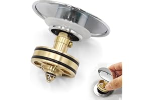 KLAIMBMO Pop up ablaufventil, waschbeckenstöpsel pop up, pop up waschbeckenstöpsel Messing, ablaufventil Push, popup ablaufventil waschbecken, pop up abfluss massivem Messing Verchromung(H)