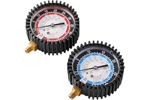 TIGBEAR R134A R1234YF R410A Refrigeration Pressure Gauge, Manifold Gauge Kit, High and Low Recharge Manifold Gauge with 1/8" Male NPT, 800 PSI, 80mm