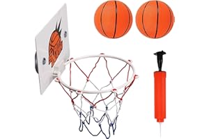 SZQIUNUBI Mini Panier De Basket Chambre Mini Panier De Basket Enfant Mini Office Basketball Jouet De Basketball Enfant avec 2 Balles Et 1 Pompe à Air pour Salle De Bain, Bureau, Bureau, Poubelle（Ventouse）