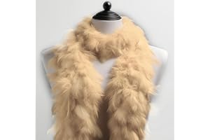 Kopper-24 Federboa Feder-Schal, ca. 180 cm Länge Hergestellt aus echten gefärbten Federn - Perfektes Kostüm-Accessoire, Charleston, 20er Jahre, Flapper, Karneval, Mottoparty, Basteln, Deko (Creme)