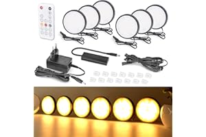 ‎WOBANE WOBANE LED Unterbauleuchte Küche,6er Schrankleuchten LED Dimmbar,Heller LED Vitrinenbeleuchtung mit Fernbedienung,Warmweiß LED küchenbeleuchtung für Küche,Schrank,Regale,2700K,168 LEDs,Timing,Schwarz