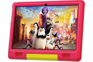 Freeski 10-inch Kids Tablet, Android 13 Tablet for Kids, HD IPS Display, 6GB RAM, 64GB ROM, Quad-Core Processor, Kidoz Pre Installed, Parental Control, Kid-Proof Case (Pink)