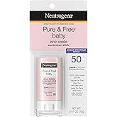 Neutrogena Pure & Free Baby Mineral Sunscreen Stick with Broad Spectrum SPF 50 & Zinc Oxide, Water-Resistant, Hypoallergenic,