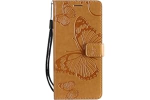 DENDICO Cover per Huawei Y7 2019 / Huawei Y7 Prime 2019, Pelle Portafoglio Custodia per Huawei Y7 2019 / Huawei Y7 Prime 2019 Custodia con Funzione di appoggio e Porta Carte di Credito - Giallo