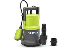 VEATON 400W Electric Submersible Water Pump for Clean Water, Max Flow 11000L/H Compact Utility Pump, Drain Water from Garden Pond Swimming Pool Hot Tub with Float Switch and Hose Connector