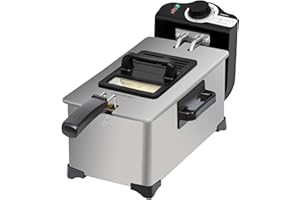 Cecotec Friteuse Électrique de 3L Cleanfry 3 L. 2000W, Acier inoxydable, Filtre OilCleaner, Corps, Cuve, Couvercle et Panier en Acier Inoxydable, Couvercle avec Fenêtre et Filtre Anti-odeurs