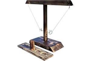 HONGECB Fait à La Main en Bois Jouet à Lancer D'Anneau, Crochet de Lancer et Jeu de Bataille D'anneau, Échelle de Tir en Bois Faite à la Main, for Indoor/Outdoor Family Fun Party Game