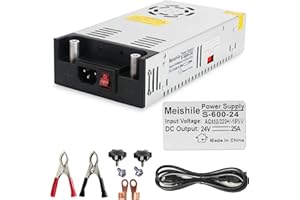 MEISHILE Bouton + Pince CC 24V 25A 600W Conduite Alimentation à découpage Industrielle Moniteur Équipement Moteur Transformateur 110/220V CA à CC Version à Jour AC-DC