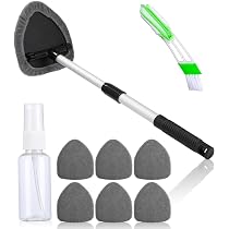 Auto Scheibenreiniger Set Mit Teleskopgriff 180° Drehbar, 6 Mikrofaserpads & Sprühflasche – Perfekt Für Windschutzscheibe & Glas