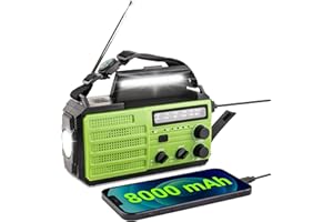AirCover Solar Radio, 8000mAh AM/FM Kurbelradio, Tragbares Notfallradio, Dynamo Wetterradio mit Wiederaufladbare Batterie USB Powerbank, LED Taschenlampe, SOS Alarm, Kompass für Outdoor Camping
