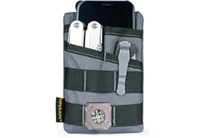 VIPERADE VE3 EDC Organizador de bolsa de herramientas, organizador de bolsillo EDC pequeño para hombre, organizador de herramientas múltiples para linterna pequeña, bolígrafo, cuaderno (Gris)