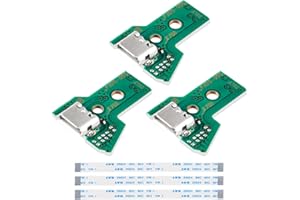 ALAMSCN 3 Stück JDS-030 USB Ladebuchse Ersatz Micro-USB-Adapter mit 12 poligem Flexkabel für Controller