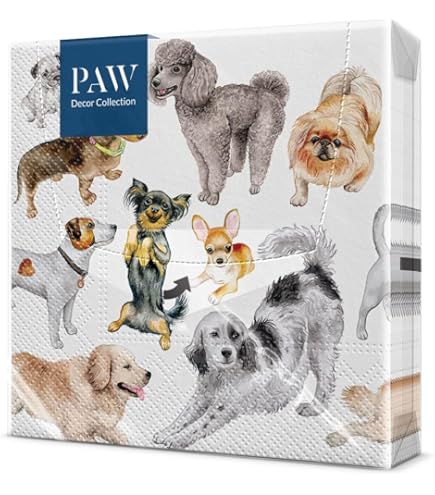 Tovaglioli Carta Tema Cane 100 Pezzi - 13x13 Pollici Per Feste Bambini | Decorazione Cuccioli - Foto 9