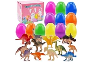 Miotlsy Ensemble d'œufs de Dinosaure 12 Ensembles de Dinosaures, Dont 12 Jouets de Dinosaures Uniques Jouets de fête de Dinosaures de Pâques pour Les Enfants de 3 à 7 Ans