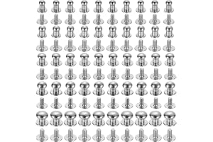 QUARKZMAN 50 Pack Sfärisk huvudskruv 4/5/6/7/8 mm silverton | för gör-det-själv läderhantverk bältesväska, rund huvud knappni