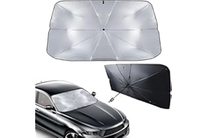 BOOSHMall Osłona przeciwsłoneczna na przednią szybę samochodu, 140 x 80 cm, ochrona przed promieniowaniem UV, do większości samochodów i SUV-ów