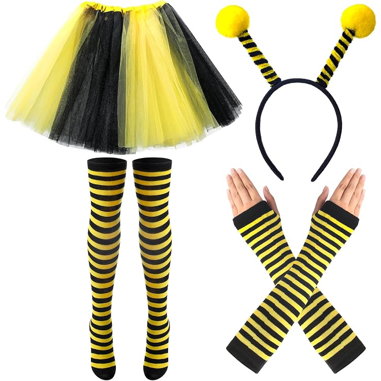 Bienenkostüm Für Erwachsene – 5-teiliges Set Mit Rock, Stirnband, Socken & Brille