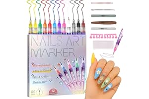 3D Nail Polish Pens for Painting, 12 Colors Nail Art Pens Set, DIY Quick Dry Graffiti Dotting Point Liner Pens, 2025 Upgrade Nail Art Markers for Gel Nails
