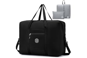 SPAHER Borsone 55x40x20 Borsa Bagaglio a Mano Borsa Viaggio Lufthansa Tui Airways 45L Travel Duffle Bag Pieghevole Borsa Palestra Borsa da Viaggio Borsa a Mano Borsa da Cabina Nero