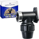 Connector &Oslash; 20 mm 1/2&Prime; Elbow 90&deg; with Wall Bracket and Reinforced Female | with PP Polypropylene Galvanized Steel Ring for Co