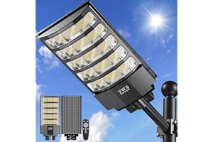 LEKIA Farolas Solares Exteriores, 8000W Potente Farola Solar con Sensor de Movimiento & Mando a Distancia, 6500K Impermeable Foco Solar Luz de Seguridad para Jardín, Patio, Parcela