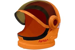 SPOOKTACULAR CREATIONS Pomarańczowy kask astronauty z mobilnym daszkiem, zestaw symulacyjny dla klasy szkolnej, akcesoria do odgrywania ról, prezent na Boże Narodzenie, przyjęcie urodzinowe, chłopcy, dzieci i maluchy.