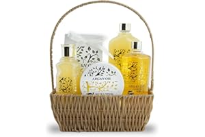 GLOSS! - Cofanetto Bagno Regalo Donna - 5 Pezzi - Collezione Olio di Argan - Bagno Schiuma, Gel Doccia, Lozione, Esfoliante, Sapone - Idea Regalo Compleanno