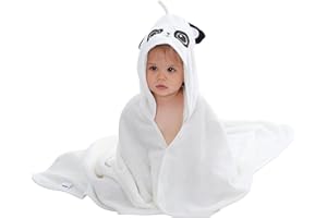 HAHASHOW Ragazzo Ragazza Bambù Asciugamano Da Bagno Con Cappuccio, Asciugamano Con Simpatico Design Animale, Asciugamani Grandi e Assorbenti Per Bambini Per Neonato,Panda Bianco Infant 75 * 100 cm.