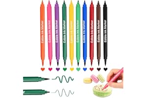 FANWINKJ 10 pièces marqueurs alimentaires, colorants alimentaires stylos marqueurs comestibles, double bouts stylos alimentaires comestibles stylos glaçage, Idéal pour les gâteaux, biscuits, chocolats