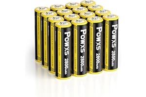 POWXS AA Akku 2800mAh 16 Stück - Mignon AA Batterien Wiederaufladbar Geringe Selbstentladung, 1,500 Zyklen, 1.2v NI-MH Batterien AA