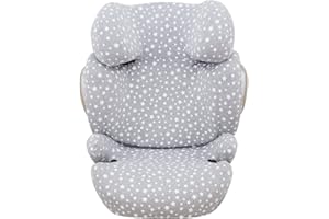 JYOKO Kids Funda algodón para Silla de Coche Compatible con Cybex Solution Q2 Fix, Q3 Fix y Cybex Z Fix (White Star)