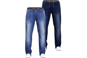 DENIM & DYE ORIGINAL THINKING JEANBASE New Boys Kids Two Pack Bundle Designer Branded Stretch Denim Elasticated Ribbed Waist Jogger Pull On Jeans Pants