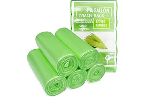 Tekenewbse 150 Piezas Bolsa Basura 25L, Bolsas de Basura Biodegradable, Bolsa de Basura, Bolsas Basura, Compostables para Residuos de Alimentos, Hogar, Jardín, Cocina, Oficina(50X60cm,Verde)