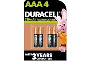 4 x Duracell AAA Wiederaufladbare 750 mAh (1 Blister mit 4 Batterien) 4 wiederaufladbare Batterien