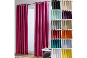 John Aird Luxury Faux Silk Fully Lined Eyelet Curtains (Fuchsia, 229cm Width x 229cm Drop (90"x 90")