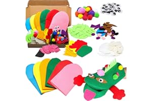 AMASAWA 6 Pezzi Marionette a Mano Kit,Bambini DIY Art Craft Set,Ruolo Burattini Divertenti Giochi,Occhi Finti, Decorazioni in Feltro Fai da Te, Adatto per Articoli per Feste Artigianali Fai da Te