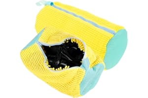 JOKAPY Lot de 2 Sacs à Linge pour Chaussures Réutilisables, Sac de Lavage Machine à Laver pour Chaussures Portable avec Fermeture Éclair, Filet Linge Machine à Laver Chaussures Protéger Chaussures (Jaune)
