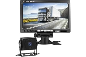 3T6B 7 Pulgadas Pantalla Marcha Atrás de Cámara Kit, Pantalla Monitoreo de Seguridad de Video Marcha Atrás Cámara de Impermeable, para Autobuses, Camiones, Remolques
