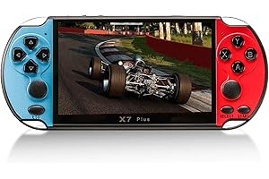 Fesjoy Console de jeu vidéo X7 Plus de 5,1 pouces - Double rocker - 8 Go de mémoire - Contrôleur de jeu MP5 intégré - Compatible avec 1000 jeux
